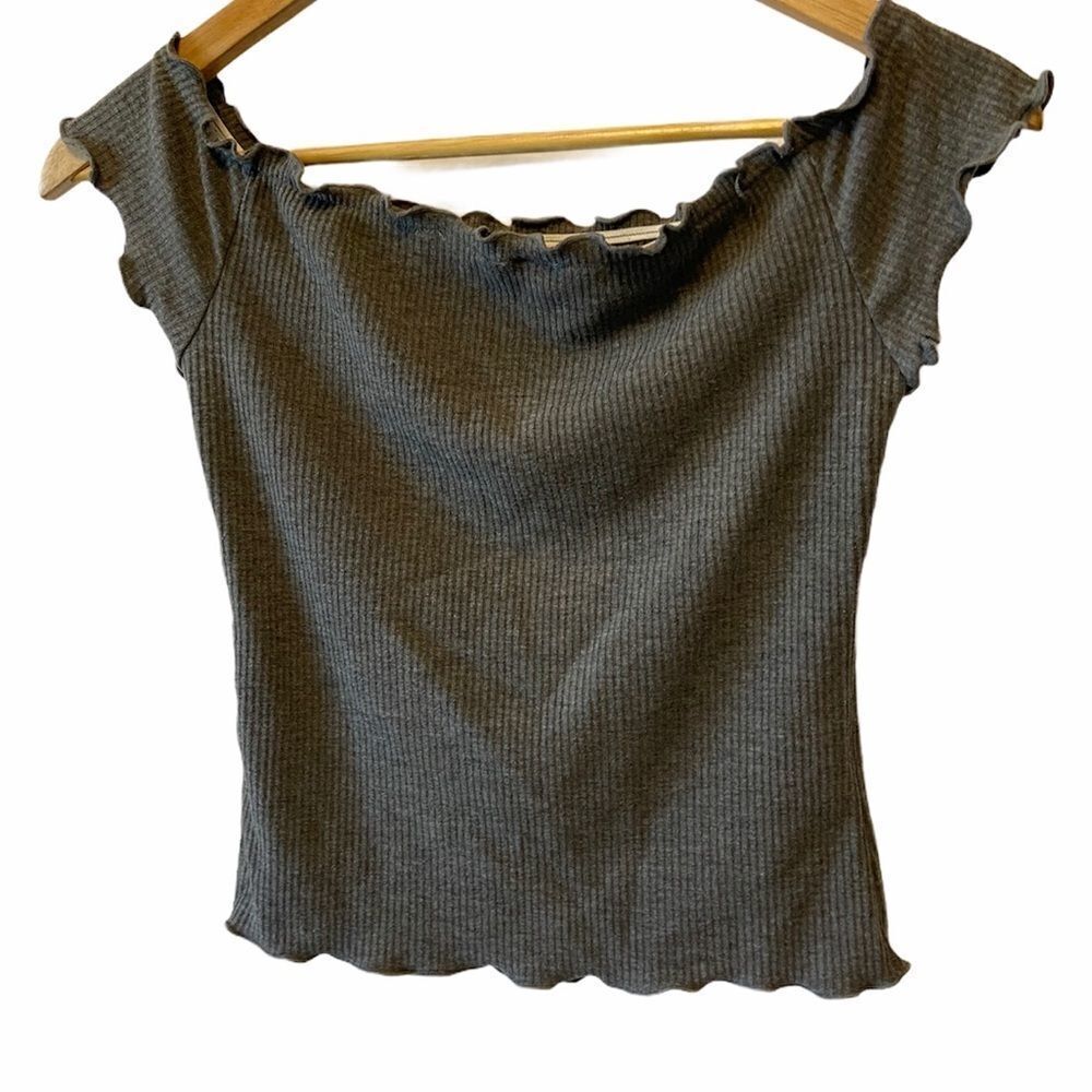NWOTâREBEL SUGARÂ Grey Cropped RibbedâTop XS - Picture 3 of 7